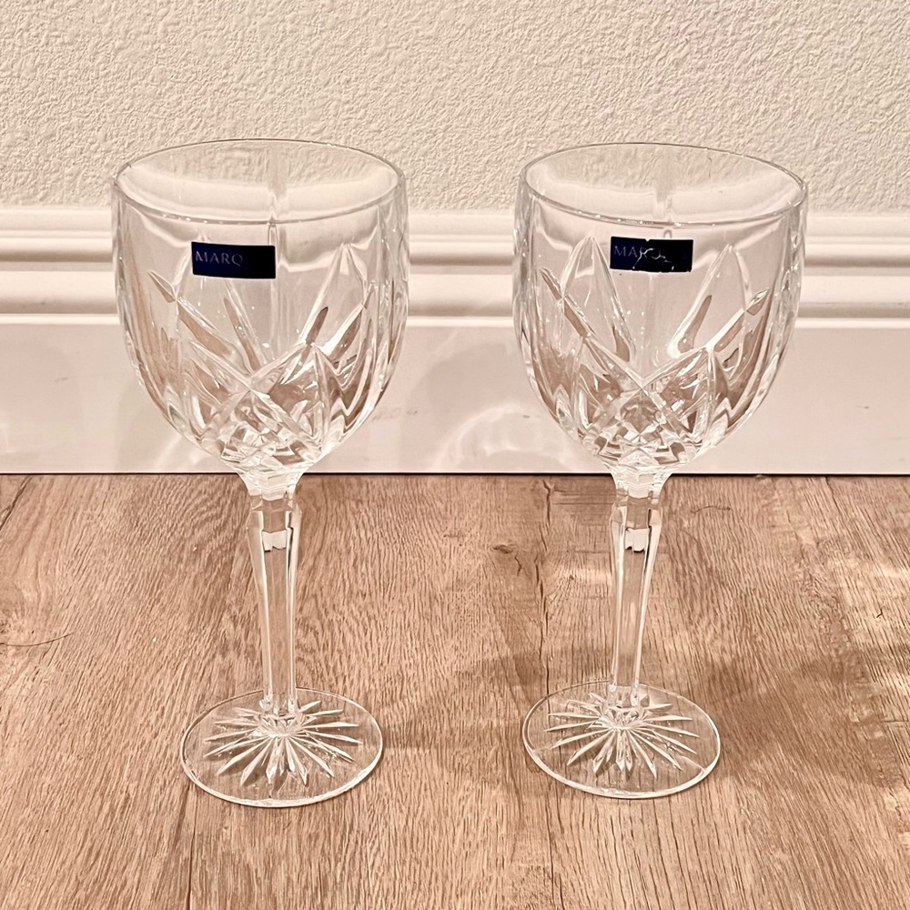 2 PCs Waterford Marquis Brookside Crystal All‎ Purpose Goblets 8.5" H 12 oz NWT